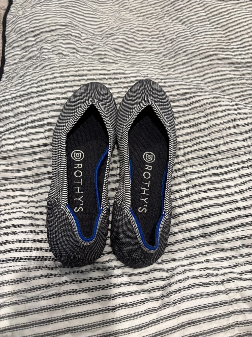 Rothy's Black and White Knit Pointed Flats